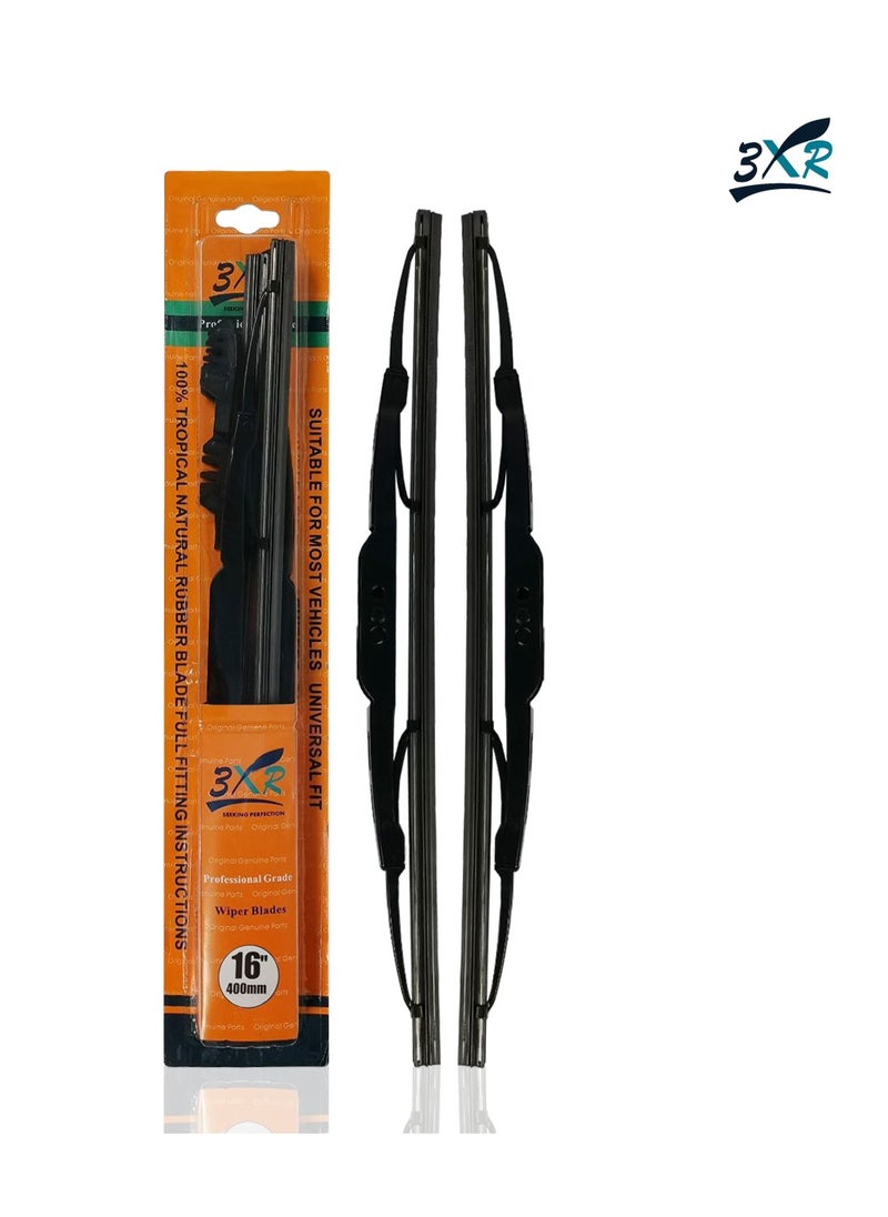 3XR 3XR 2 Pcs Set Car Wiper Blades 16" 400mm Professional GradCar Wiper Blades  - Image 1