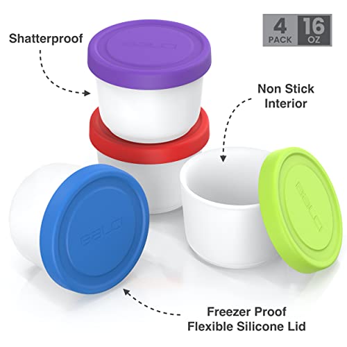 BALCI - 16oz Ice Cream Containers with Silicone Lids (Set of 4) - 1 Pint Each Freezer Food Storage Containers, Reusable, LeakProof, For Homemade IceCream Containers - Blue, Red, Green, Purple - Image 4