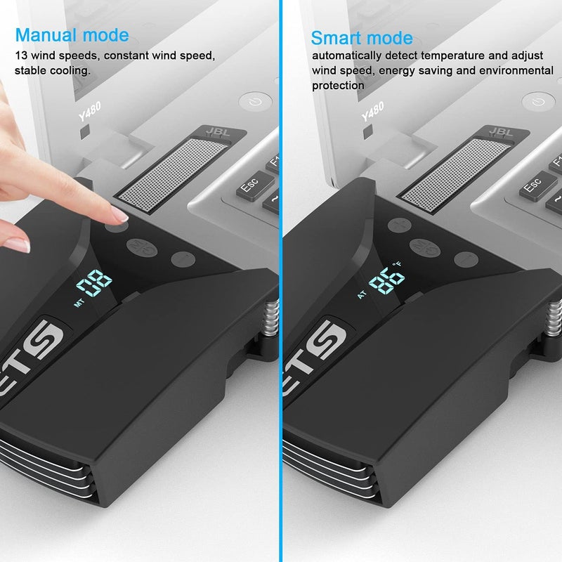 IETS GT202UB vacuum laptop fan cooler With temperature display, intelligent temperature measurement cooling, 13 wind speed (2600-5000RPM turbo fan),Perfect for Rapid Cooling of gaming laptop - Image 4