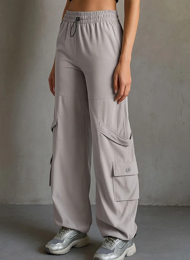ساسافراس Grey Straight Fit Cargo Trousers for Women