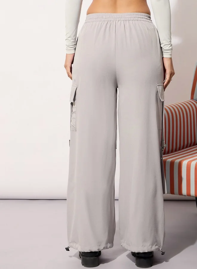 ساسافراس Grey Straight Fit Cargo Trousers for Women