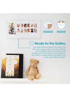 pearhead Pearhead My First Year Photo Moments Baby Keepsake Picture Frame, Mother’s Day Accessory, Gender-Neutral Baby Milestone Nursery Wall Décor, 13 Photo Inserts, White  - Image 4