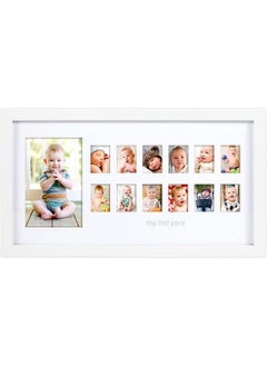 pearhead Pearhead My First Year Photo Moments Baby Keepsake Picture Frame, Mother’s Day Accessory, Gender-Neutral Baby Milestone Nursery Wall Décor, 13 Photo Inserts, White  - Image 1