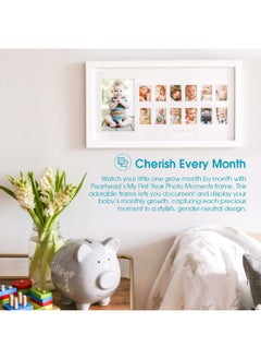 pearhead Pearhead My First Year Photo Moments Baby Keepsake Picture Frame, Mother’s Day Accessory, Gender-Neutral Baby Milestone Nursery Wall Décor, 13 Photo Inserts, White  - Image 5