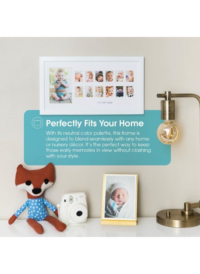 pearhead Pearhead My First Year Photo Moments Baby Keepsake Picture Frame, Mother’s Day Accessory, Gender-Neutral Baby Milestone Nursery Wall Décor, 13 Photo Inserts, White  - Image 3