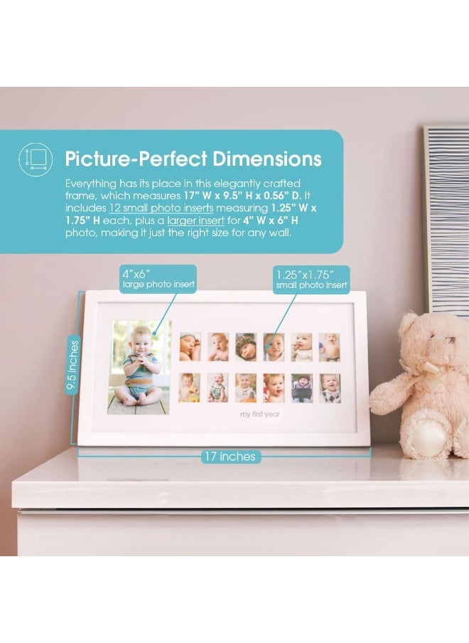 pearhead Pearhead My First Year Photo Moments Baby Keepsake Picture Frame, Mother’s Day Accessory, Gender-Neutral Baby Milestone Nursery Wall Décor, 13 Photo Inserts, White  - Image 2