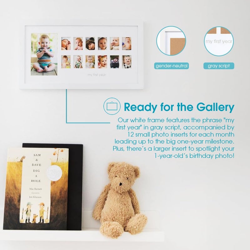 Pearhead My First Year Photo Moments, Baby's First Twelve Months Photo Collage and Gender Neutral Keepsake, Ideal for Baby Shower, New Mom Gift and Nursery Decor, 13 Photo Inserts, White - Image 4