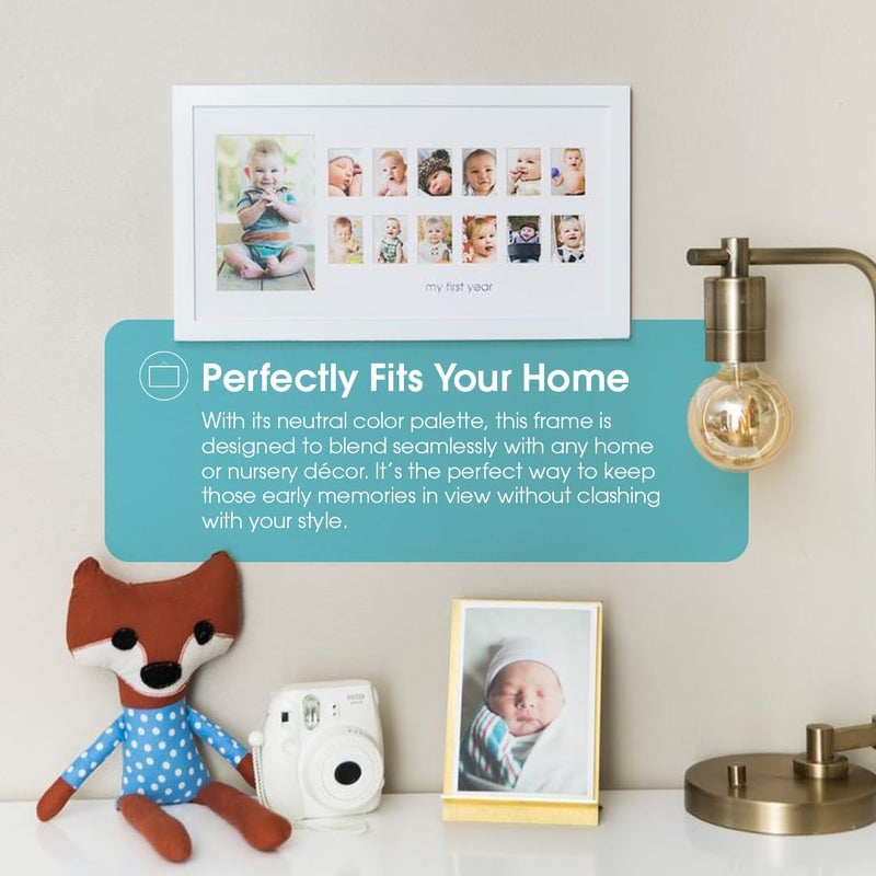Pearhead My First Year Photo Moments, Baby's First Twelve Months Photo Collage and Gender Neutral Keepsake, Ideal for Baby Shower, New Mom Gift and Nursery Decor, 13 Photo Inserts, White - Image 3