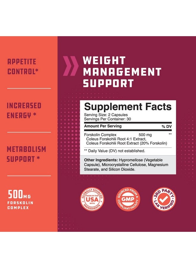 Nature Bound - Forskolin Weight Loss Supplement For Men And Women Burns Body Fat And Boosts Metabolism With Natural Pure Coleus Forskohlii Extract 60 Capsules - Image 1