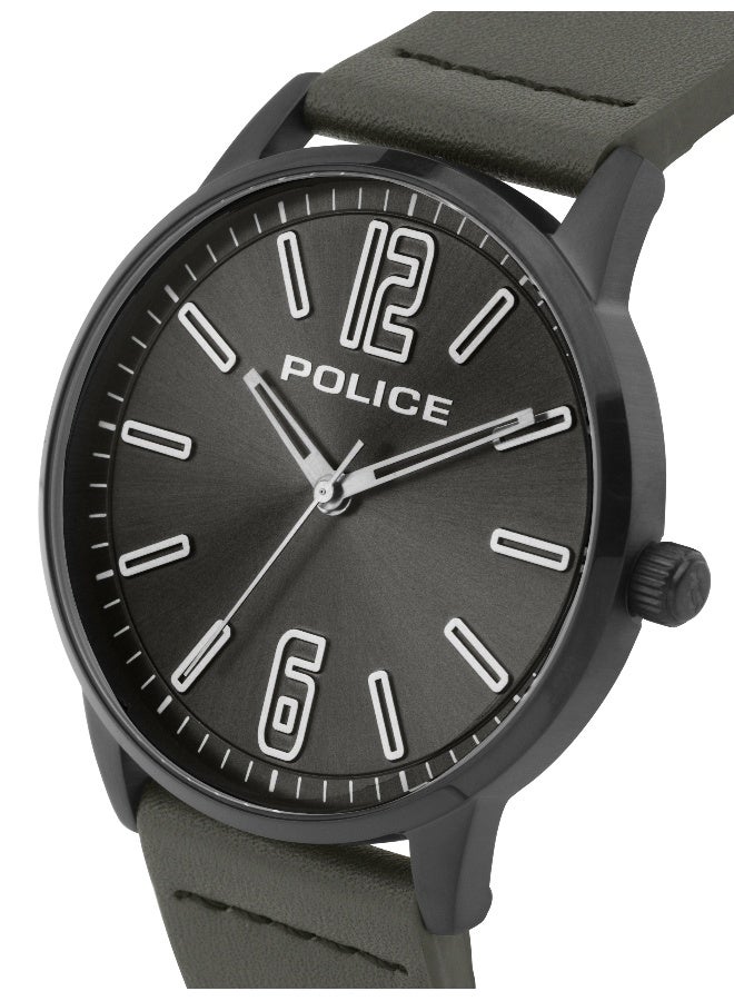 POLICE Men Esquire X Grey Leather Strap Analog Watch for Men, 43mm - Image 2