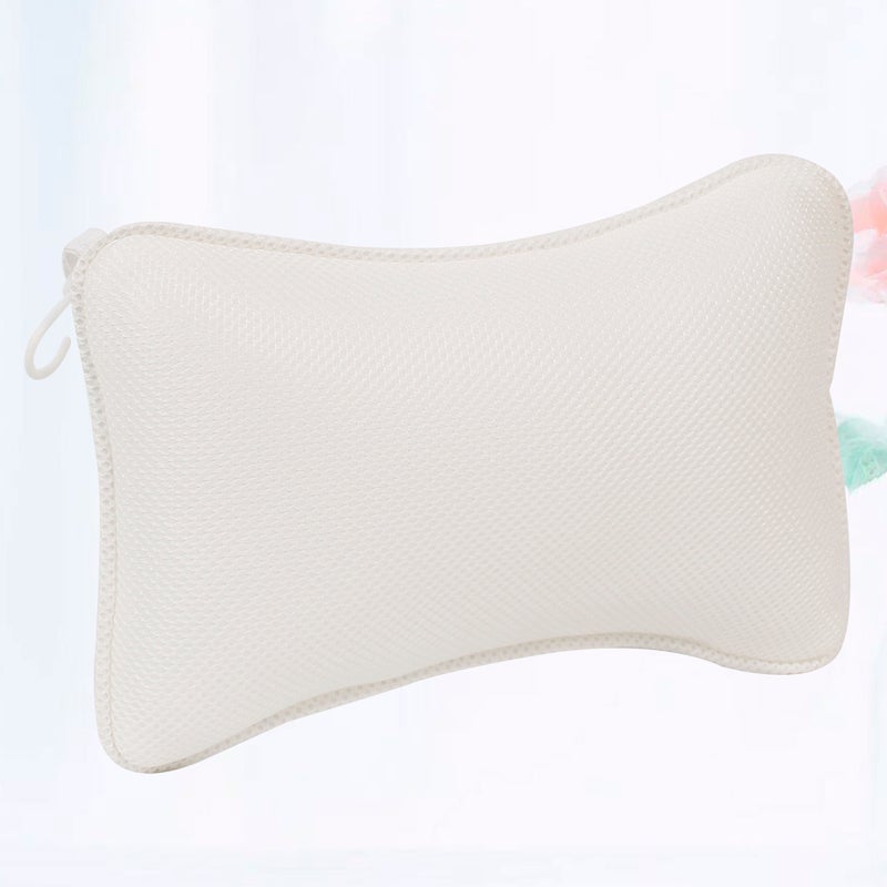 2 pcs Non- Bathtub Pillow with Cups Pillow Neck Shoulder Support Cushion (White) - Image 1