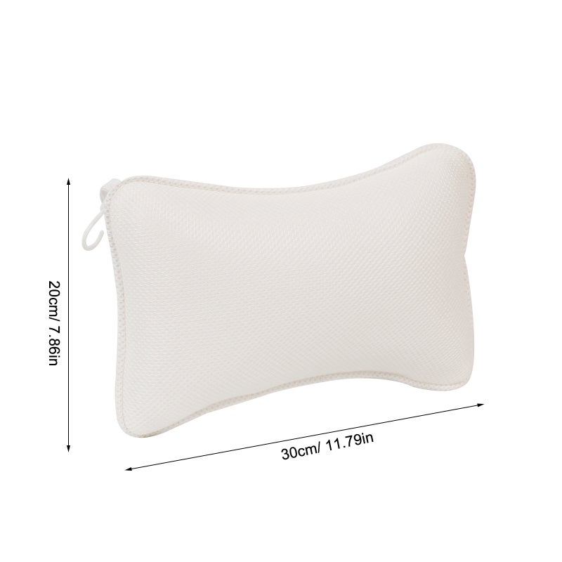 2 pcs Non- Bathtub Pillow with Cups Pillow Neck Shoulder Support Cushion (White) - Image 2