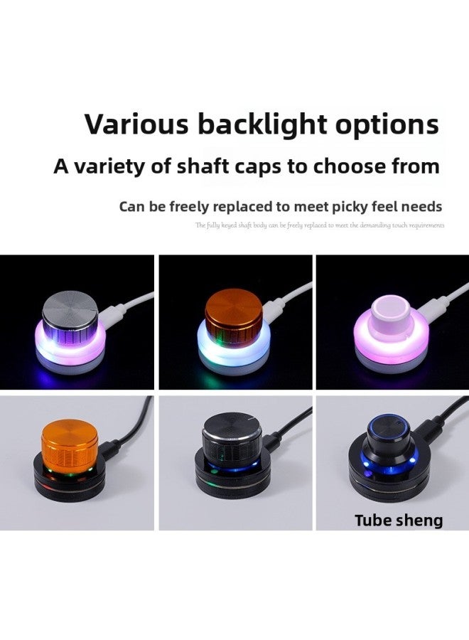 Multimedia Knob USB Custom Keyboard Volume Control Support Shortcut Key Copy And Paste-Color:Black (translucent Keycap)-official Standard Configuration-six-button Mode