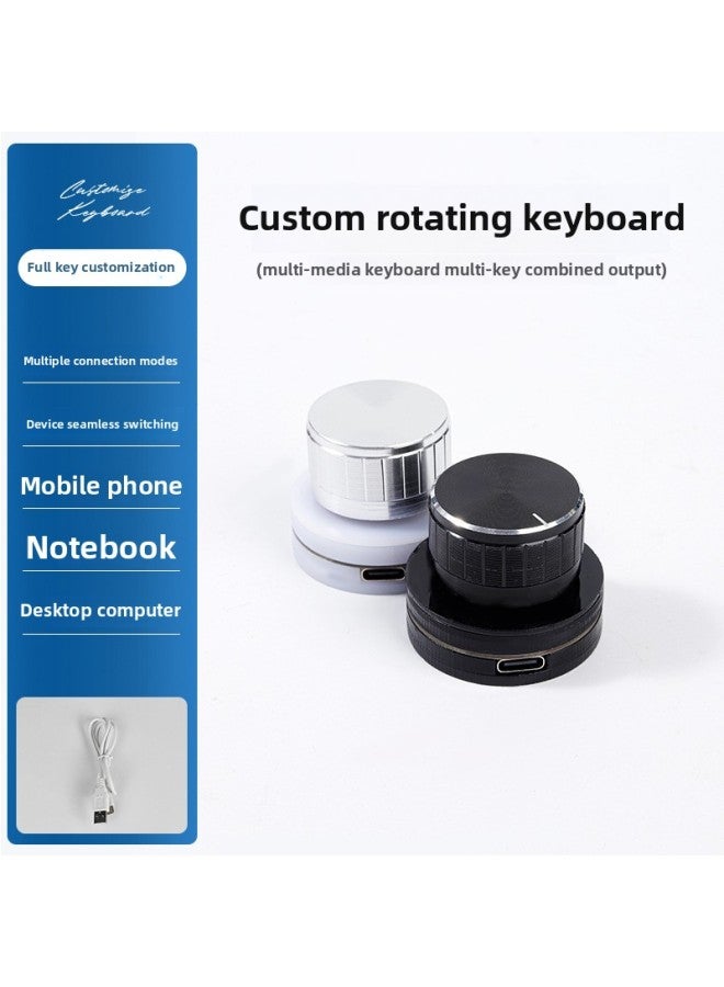 Multimedia Knob USB Custom Keyboard Volume Control Support Shortcut Key Copy And Paste-Color:Black (translucent Keycap)-official Standard Configuration-six-button Mode