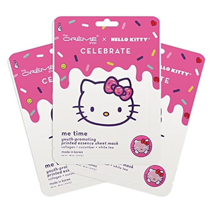 The Crème Shop | Hello Kitty CELEBRATE - Me Time! Youth-Promoting Sheet Mask (3 Pack), for Plumping Treatment - Image 1