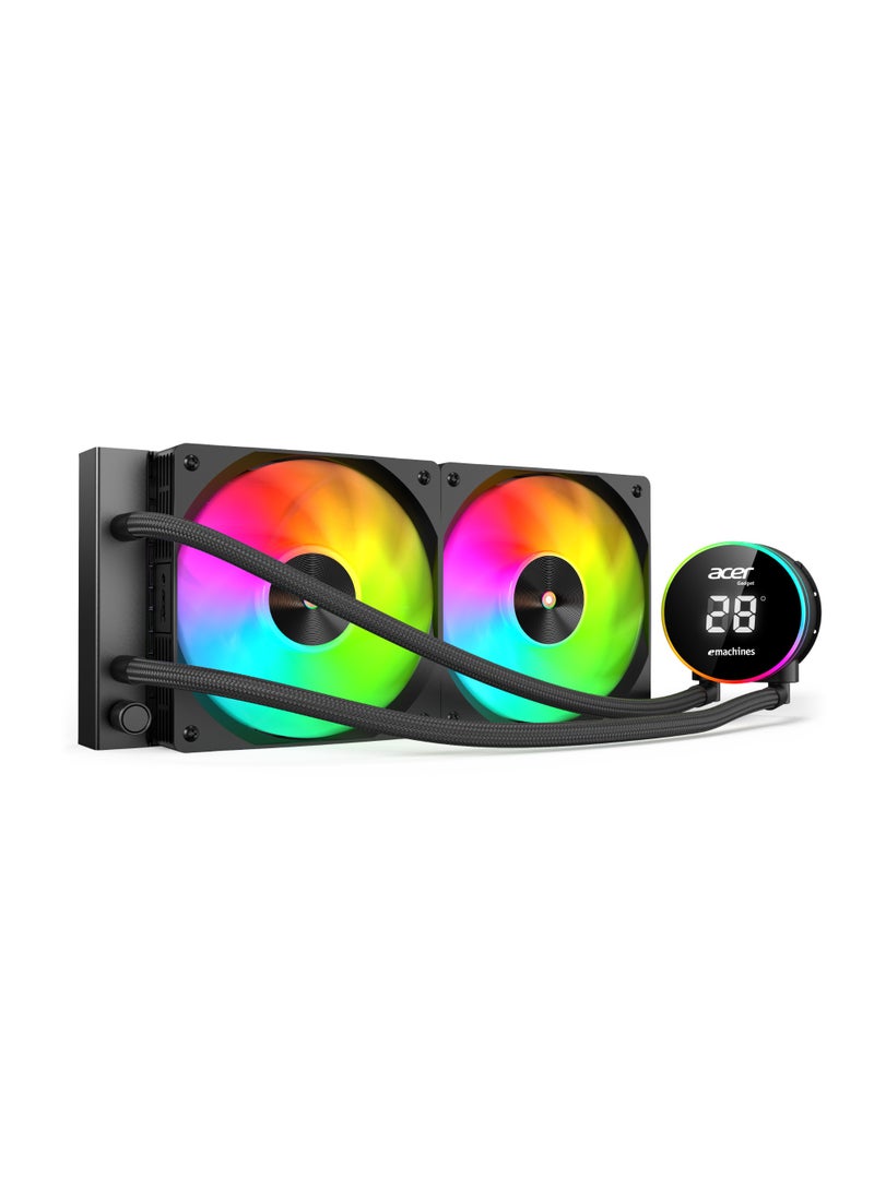 أيسر AC240، مبرد ماء للمعالج مع مروحة، رادياتير ألومنيوم، متوافق مع AMD وIntel، تبريد سائل عالي الأداء، لون أسود - Image 1