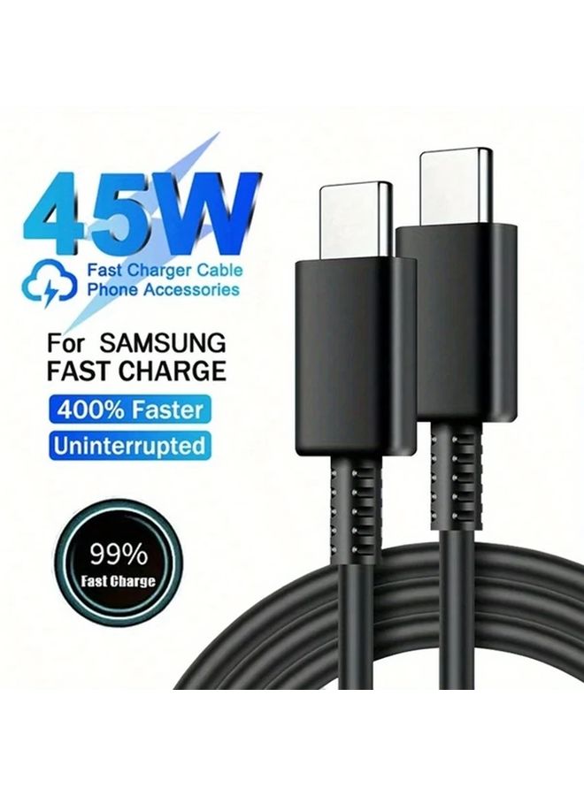 45W Fast Charging Cable 5A PD 39.37 Inch Fast Durable Phone Charger Black - Image 1