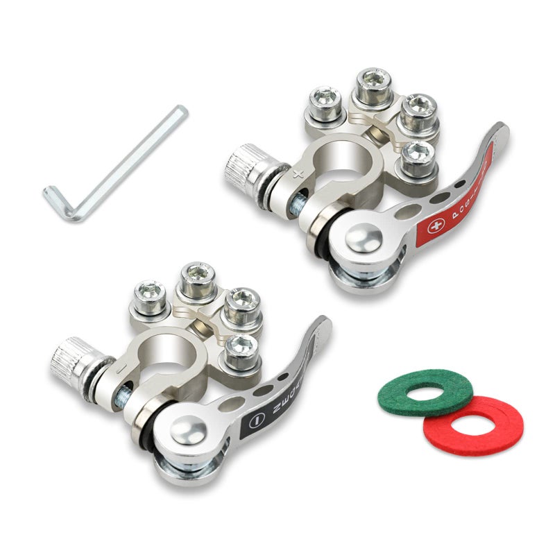 ZONBANG 2PCS 4Way Quick Release Disconnect Battery Terminal Connectors Positive Negative Cable Ends for SAEJIS Type A Posts