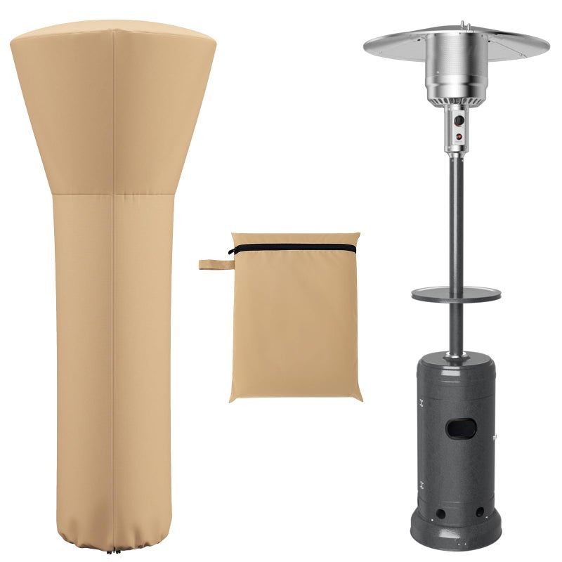 COSTWAY Patio Heater Cover, Waterproof Outdoor Heater Cover with Zipper and Storage Bag, Sun Snow Resistant Dustproof Cover for Tabletop Propane Heater Outdoor, 87"H x 34"D x 19"B, Beige - Image 1
