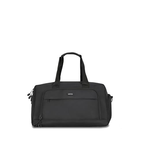 Carriall Gym & Travel Duffle Bag with Shoe Compartment and Wet Pocket | Sports Bag with Organizer Panel, Shaker Holder & Quick Access Pocket | Durable Polyester with Vegan Leather Detailing (Black) - Image 1