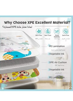 XICEN Reversible Baby Play Mat, Waterproof Foldable Playmat Infants Non Slip Gym Mat, Toddlers Portable Extra Large Thick Foam Crawling Mat with Travel Bag, BPA Free, Size 180*200*1.5cm/79x71x0.6 inch  - Image 3