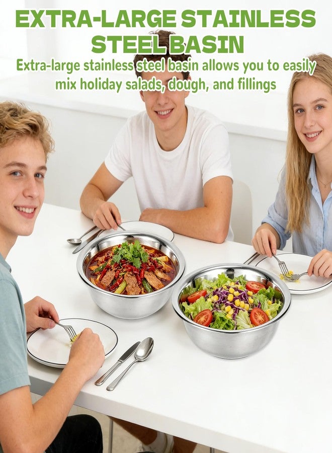 YEXEXINM 8 PCS Stainless Steel Mixing Bowls 13 Inch 8 Qt Extra Large Metal Basin with Mirror Finish, Heavy-Duty Salad Dough Bowl Kitchen Prep Bowl Dishwasher Safe Dish Tub for Home & Commercial Cooking - Image 5