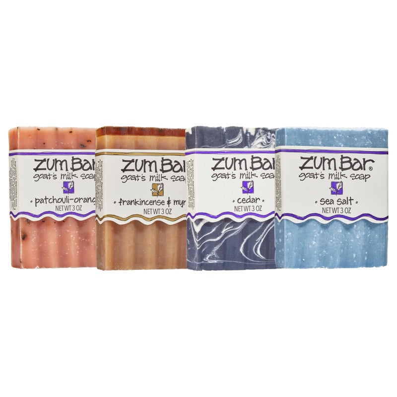 Indigo Wild Zum Goats Milk Soap Bar  Bar Soap for Hands  Body Made with Essential Oils  3 oz  Earth  Sea Blends 4 Pack
