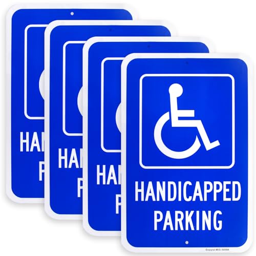Enjoyist 4 Pack Large Handicap Parking Sign Handicapped Sign 18 x 12 040 Rust Free Aluminum Reflective UV Protected and Weatherproof - Image 1
