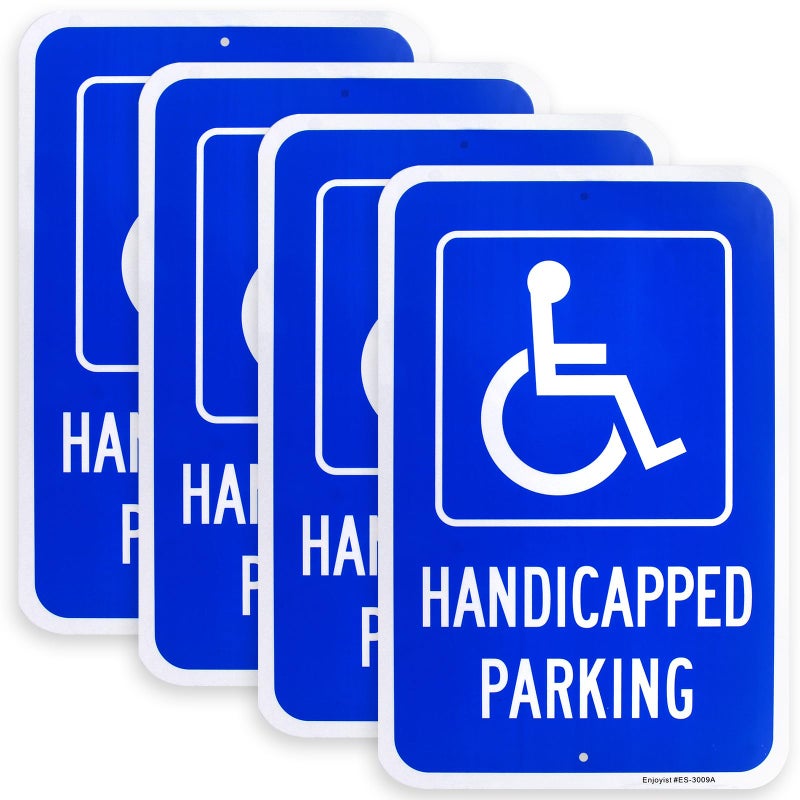 Enjoyist 4 Pack Large Handicap Parking Sign Handicapped Sign 18 x 12 040 Rust Free Aluminum Reflective UV Protected and Weatherproof - Image 2