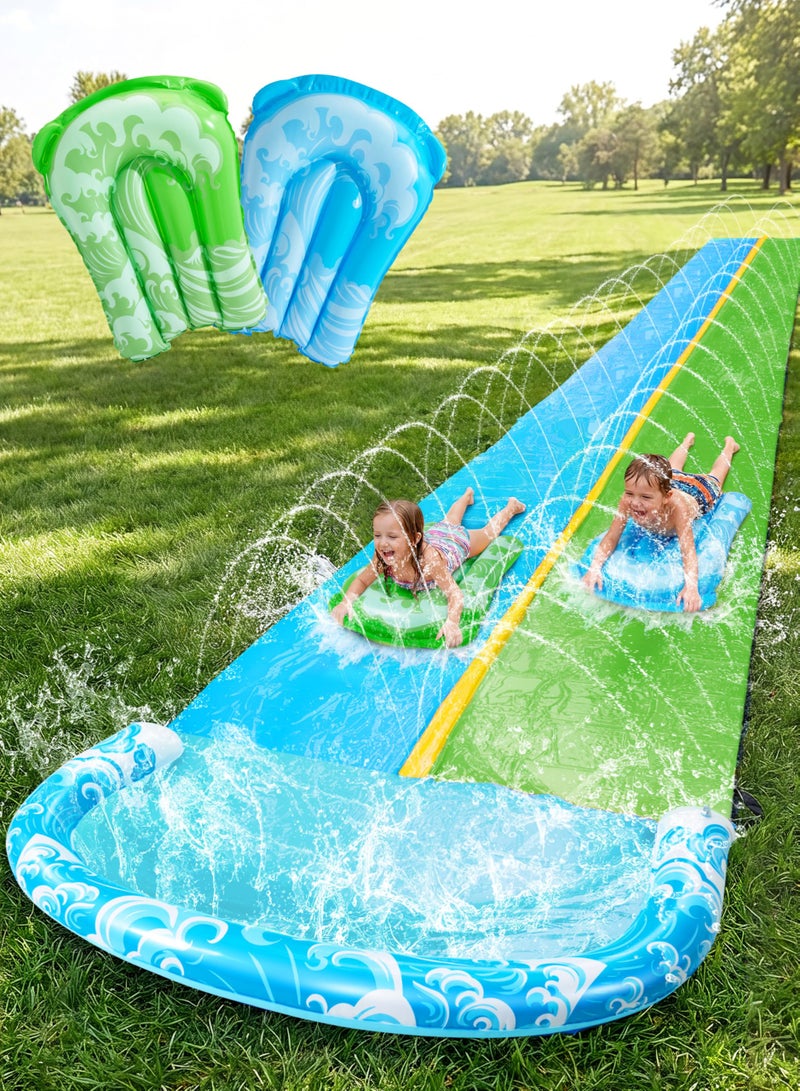 JOYIN 225FT Water Slide and 2 Inflatable Boards Extra Long Heavy Duty Double Lawn Waterslide with Sprinkler for Kids Adults Backyard Summer Water Toy Outdoor Fun Blue Green - Image 2