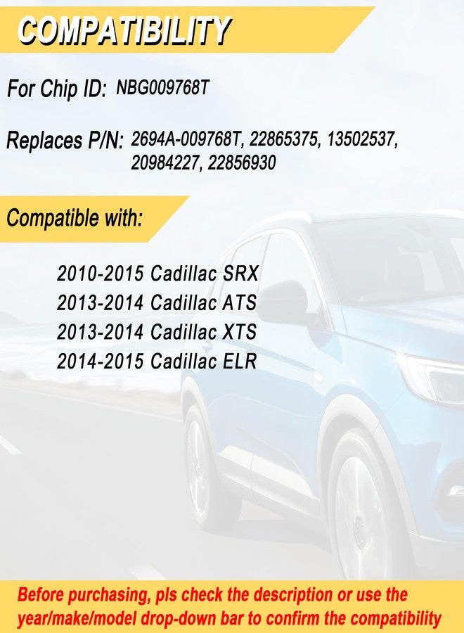 Vurkcy Key Fob Replacement for 2010-2015 SRX ATS XTS ELR, NBG009768T, 2pcs - Image 2