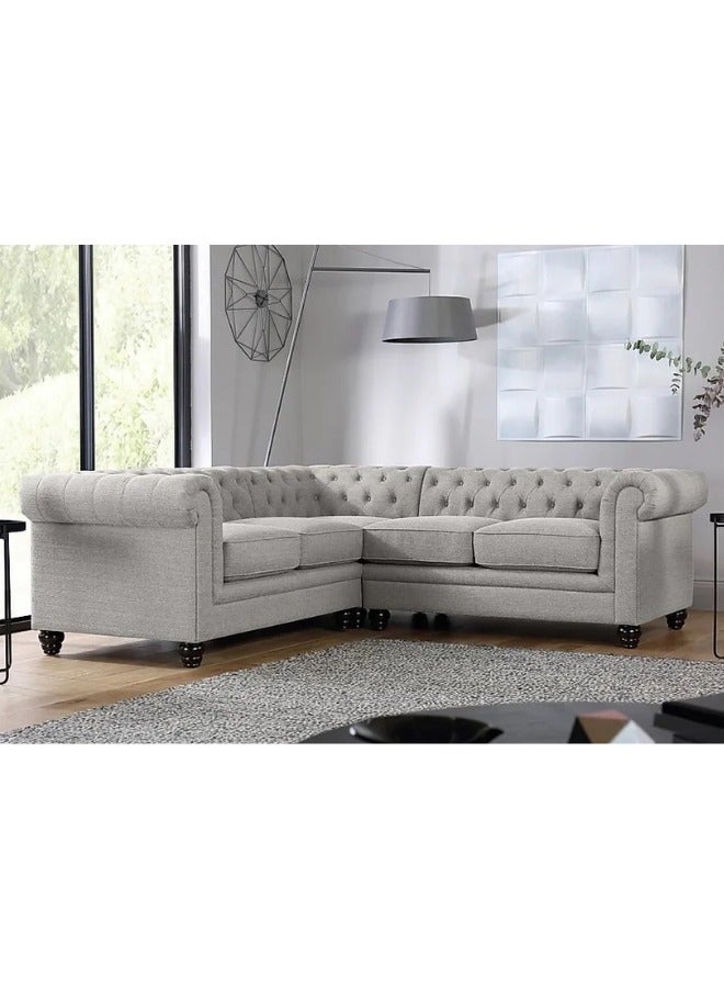 أريكة هامبتون تشيسترفيلد الزاوية - أريكة قابلة للتخصيص لغرفة المعيشة، تنجيد فاخر، تصميم على شكل حرف L