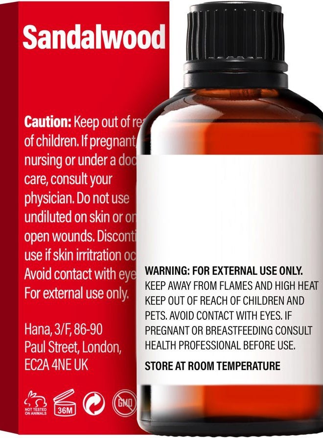 hana زيت خشب الصندل العطري (1 أونصة سائلة) زيت خشب الصندل للبشرة، الناشر، الشعر، التدليك والعطر - برائحة دافئة وخشبية - Image 2