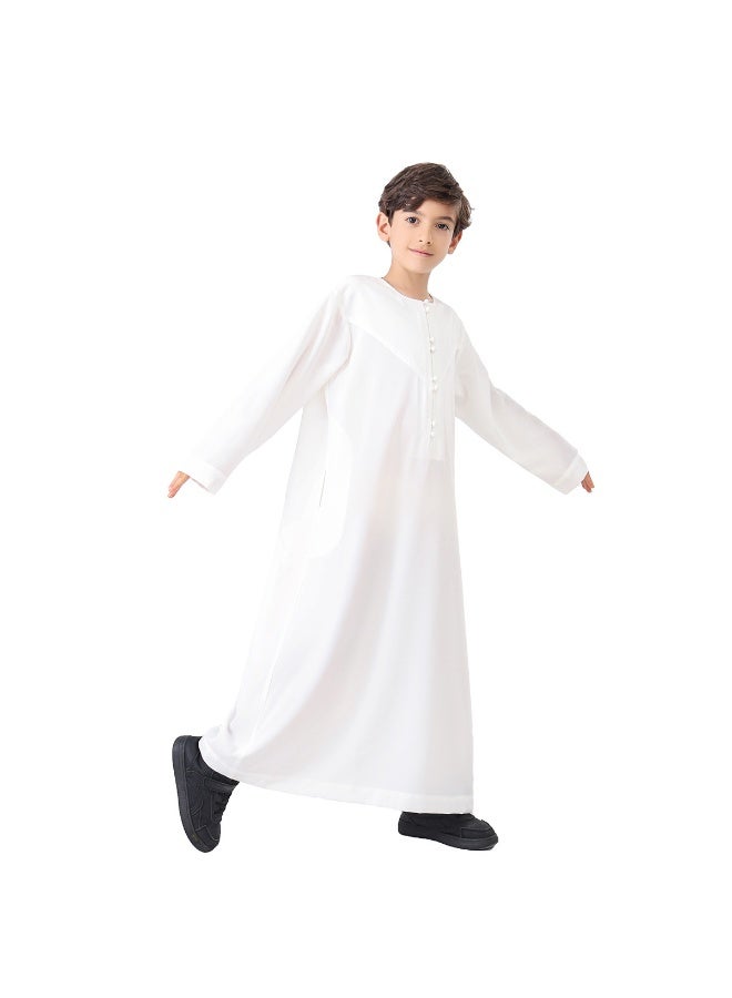 NIBEMINENT Boy's Muslim Clothes Durable Kaftan Robe Dubai Long Gown Ethnic Clothes,1pc Soft Robe  - Image 2