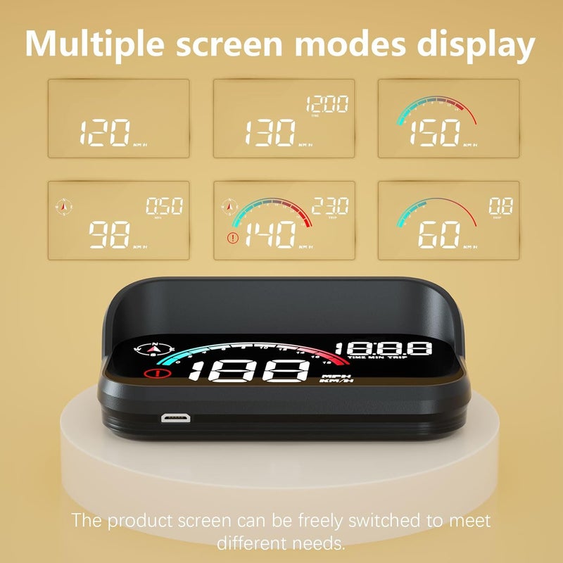 AZIJYV Windshield Speedometer Projector, Digital GPS Speedometer with Speed, Overspeed， Heads Up Display for Cars Suitable for All Vehicles - Image 3