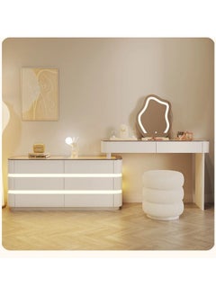 AWD AWD Dressing Vanity Set with Mirror and Chair Illuminated Storage Dresser Cloud Mirror Shape Makeup Table with Adjustable Cabinet and Large Drawers for Bedroom or Dressing Room  - Image 1