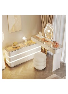 AWD AWD Dressing Vanity Set with Mirror and Chair Illuminated Storage Dresser Cloud Mirror Shape Makeup Table with Adjustable Cabinet and Large Drawers for Bedroom or Dressing Room  - Image 2