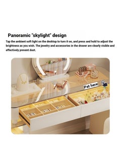 AWD AWD Dressing Vanity Set with Mirror and Chair Illuminated Storage Dresser Cloud Mirror Shape Makeup Table with Adjustable Cabinet and Large Drawers for Bedroom or Dressing Room  - Image 4