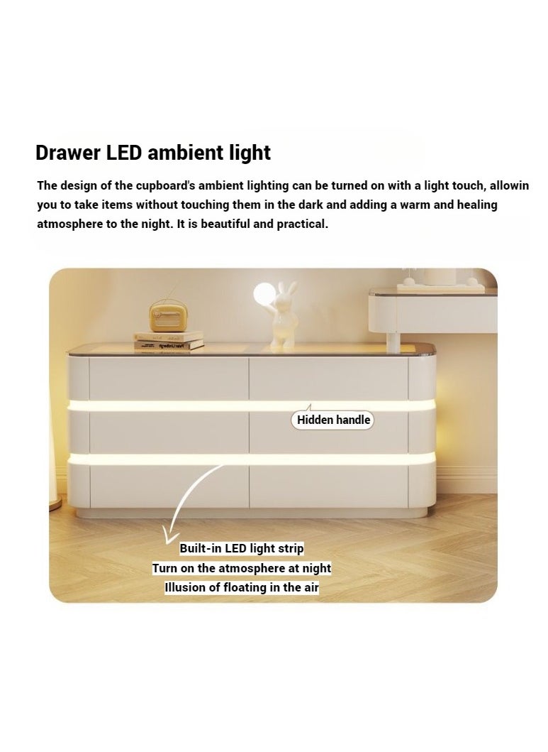 AWD - AWD Dressing Vanity Set with Mirror and Chair Illuminated Storage Dresser Cloud Mirror Shape Makeup Table with Adjustable Cabinet and Large Drawers for Bedroom or Dressing Room - Image 1