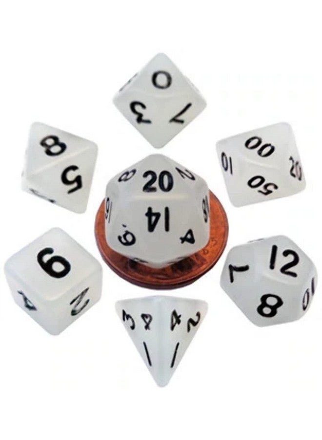 Metallic Dice Games 7Set Mini: 10Mm: Glow Cl W/Bk Numbers - Image 2
