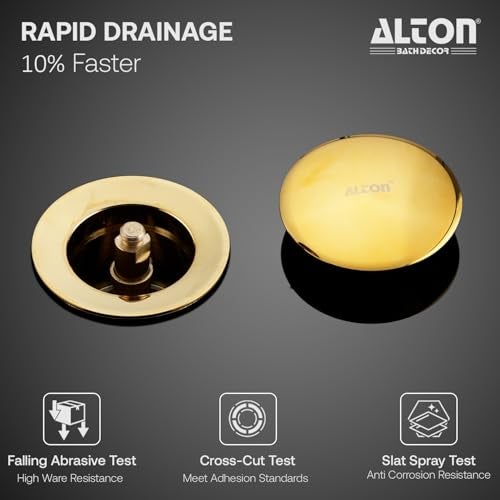ALTON ALD115 Brass 3-INCH Pop-Up Type Waste Coupling For Wash Basin (Gold) - Image 3