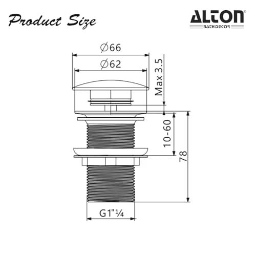 ALTON ALD115 Brass 3-INCH Pop-Up Type Waste Coupling For Wash Basin (Gold) - Image 2