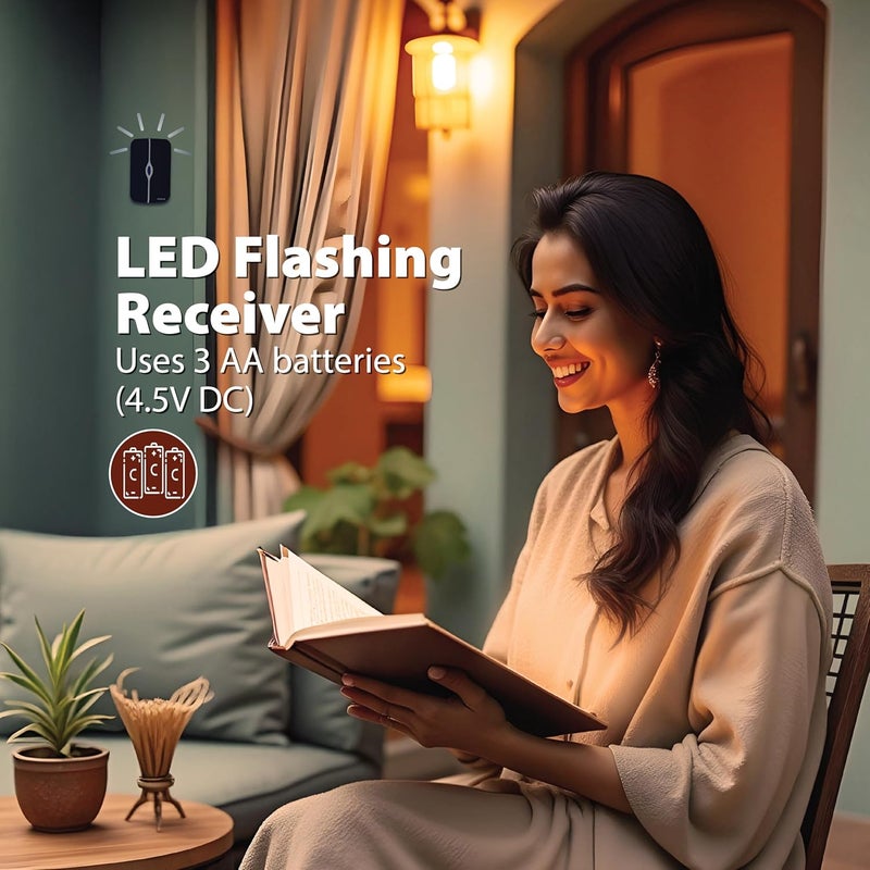 Havells جرس باب رقمي لاسلكي تانغو (أبيض وأسود)، 25 لحن جرس، 3 مستويات صوت، 100م نطاق استقبال وإرسال 433.92MHz في الهواء الطلق، محبوب من قبل المستخدمين لتصميمه الأنيق وعمره الطويل - Image 4