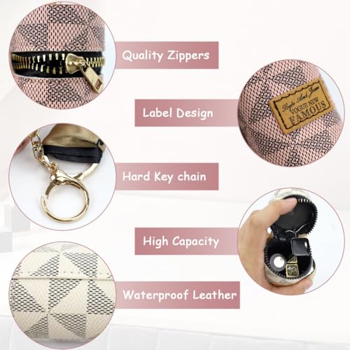 Jaxbo 2 PCS Lipstick Organizer, Leather Lip Gloss Bag with Keychain, Portable Mini Lipstick Case for Lip Gloss, Purse,Mini Perfume - Image 3