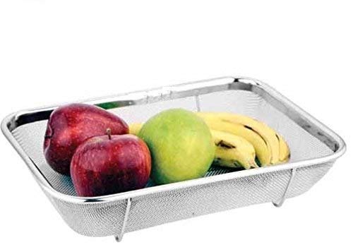 HLZY Stainless Steel Expanding Mesh Sink Strainer Rectangular Retractable Fruit Vegetable Drain Basket - Image 1