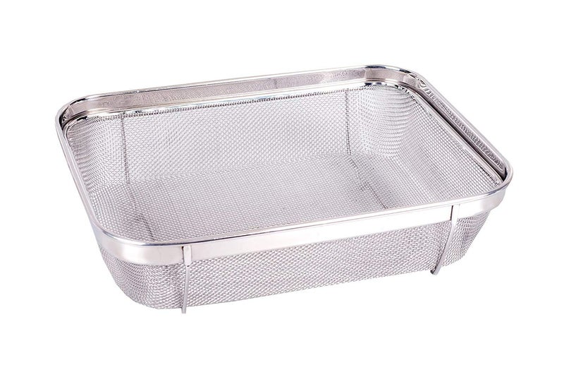 HLZY Stainless Steel Expanding Mesh Sink Strainer Rectangular Retractable Fruit Vegetable Drain Basket - Image 2