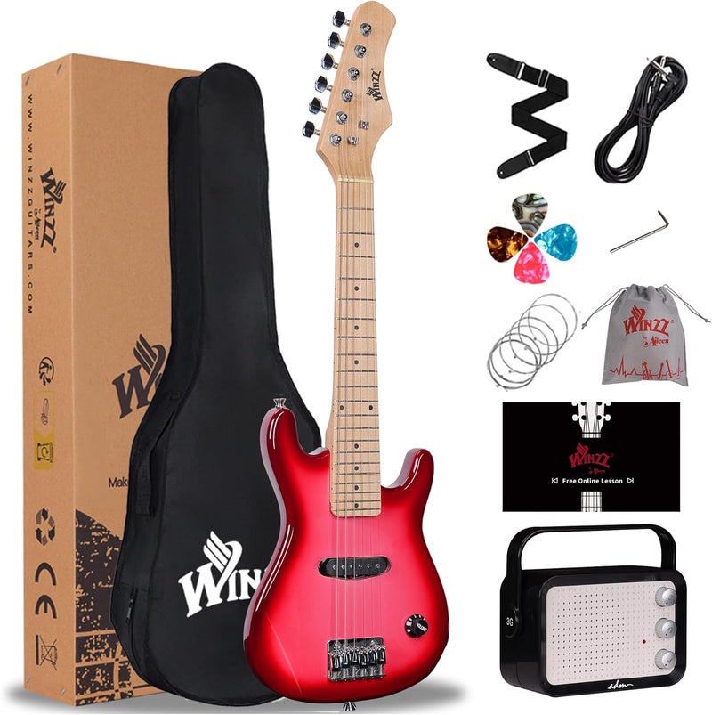 Winzz EGM100 30 Inches Real Kids Electric Guitar with Beginner Kit, Right Handed (Gradient Pink) - Image 1