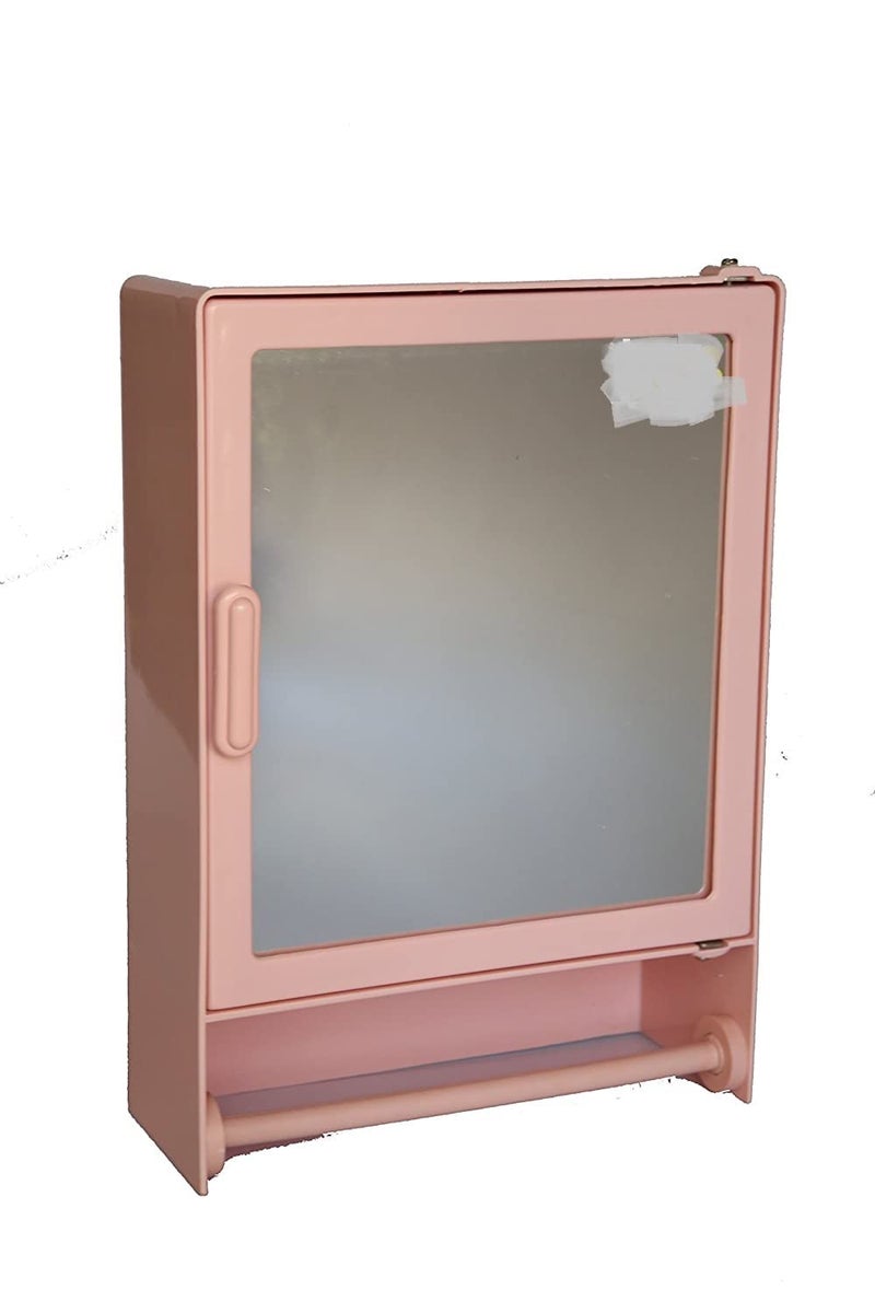 Zoom Happy Bathroom Mirror Cabinet With Storage Chest - Single Door Mini Bathroom Cabinet Plastic Closet 14"X4"X10" | Rod, Magenta