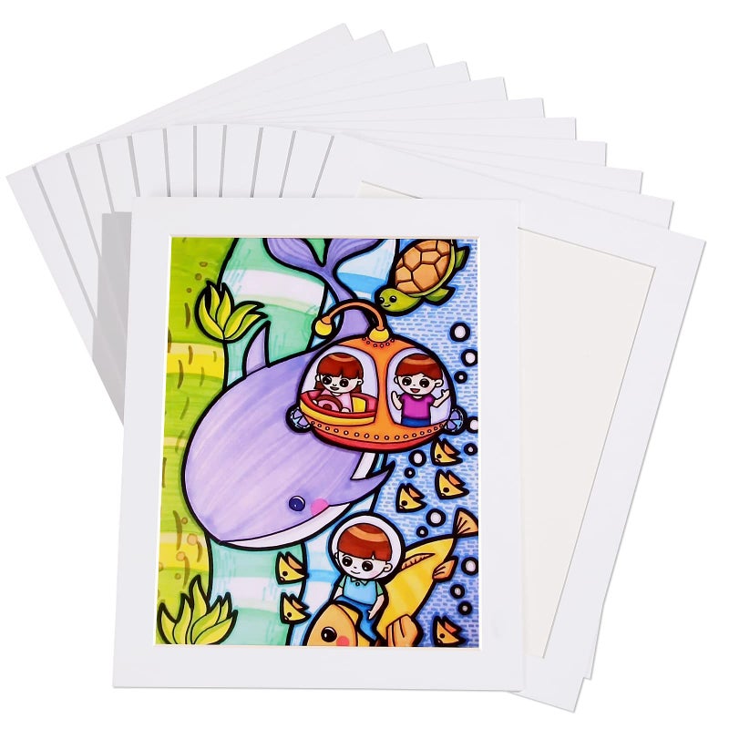 HOTUO 12 Pack A4 Paper Frames for Kids Drawing White Cardboard Picture Frame with PVC Film Display 85x11