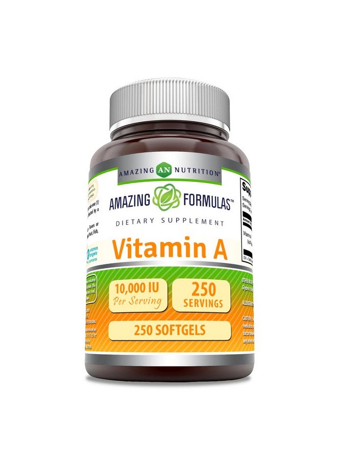 Amazing Nutrition Amazing Formulas Vitamin A 10000 IU Supplement | as Retinyl Palmitate | 3000 Mcg | Softgels | Non-GMO | Gluten Free | Made in USA (1 Pack, 250 Count) - Image 1